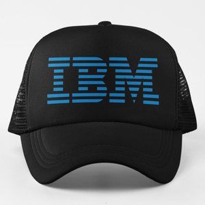 NEW IBM 1972 Logo Foam Trucker Mesh Snapback Hat BLACK